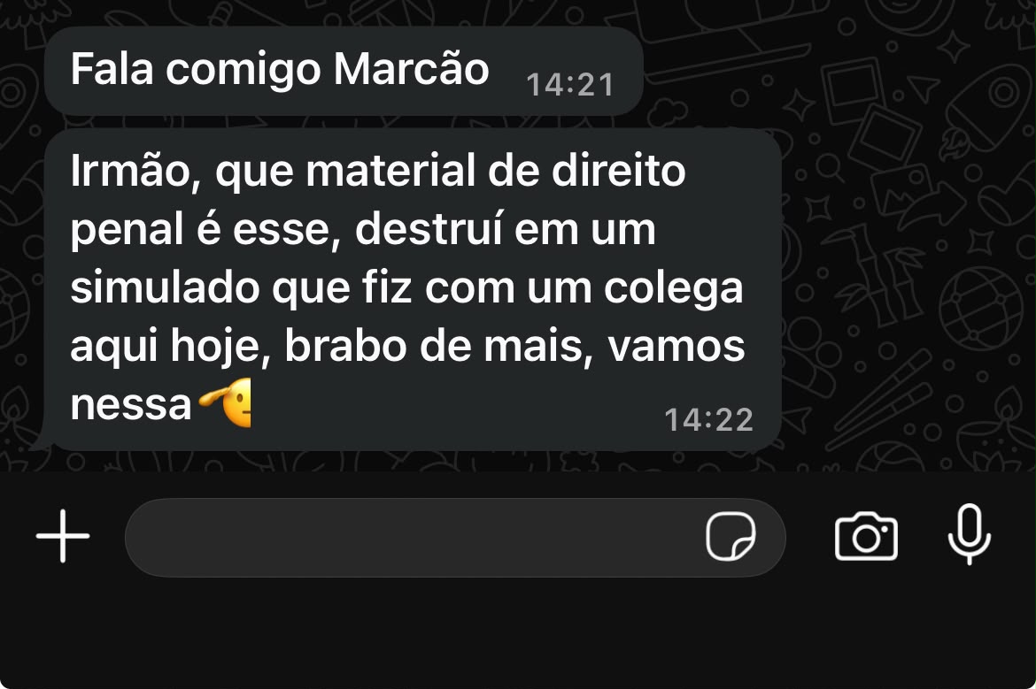 Depoimento de aluno sobre simulado de Direito Penal