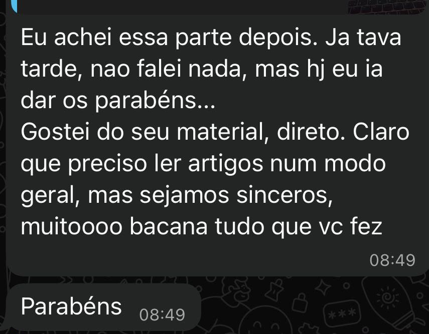 Depoimento de aluno elogiando o material do Anti-Vade Mecum 3.0